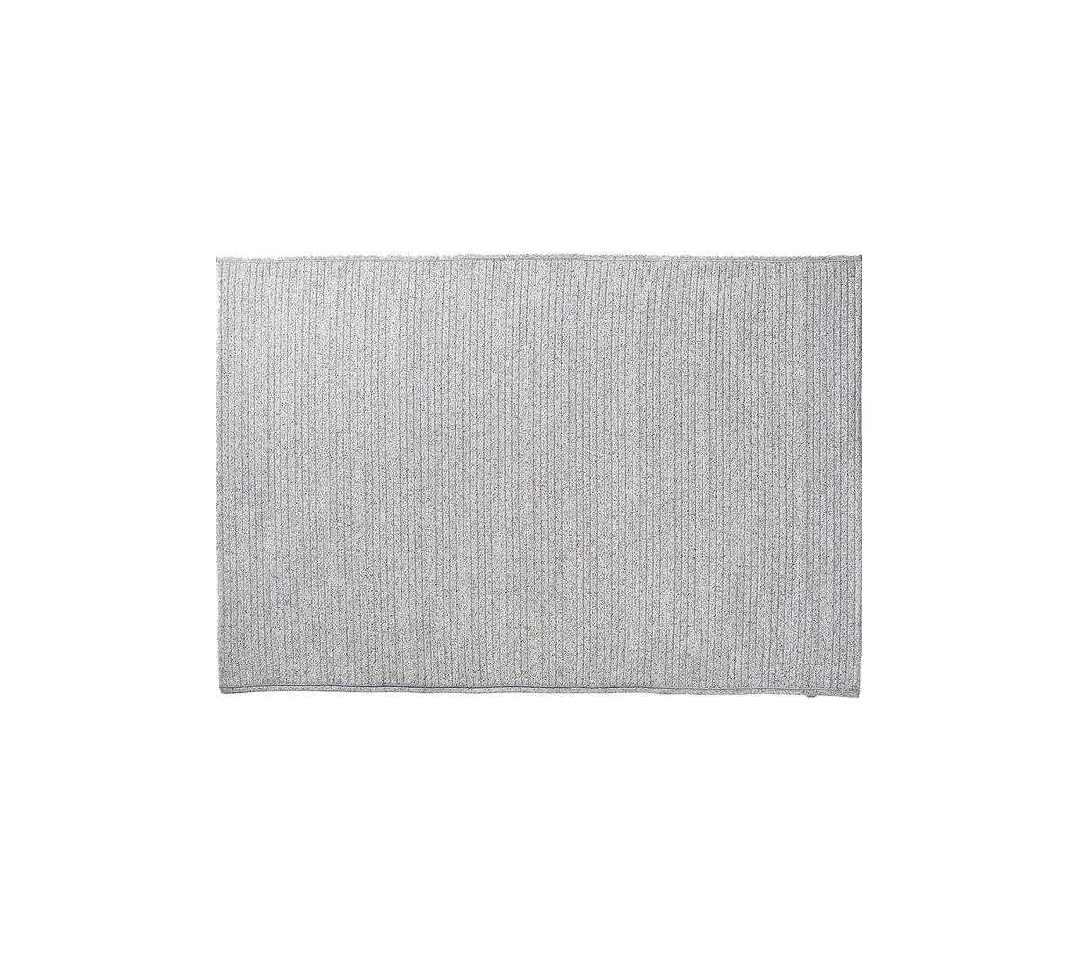 Grå rektangulär matta med en texturerad yta, med vertikala linjer för en elegant och modern estetik. Lämplig för olika miljöer.