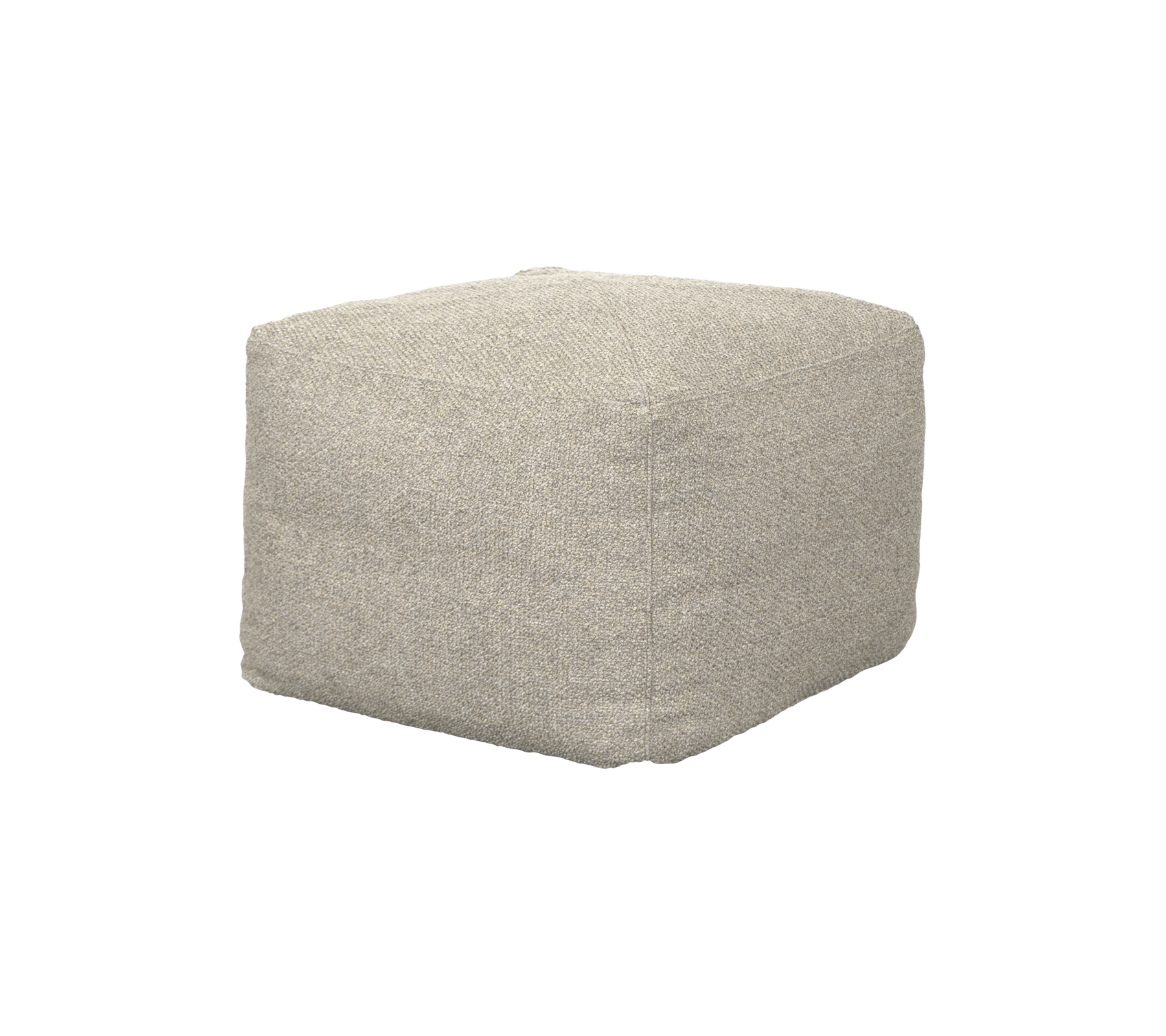 Mjukt, kvadratiskt puff i en neutral nyans, perfekt för sittplatser eller som en dekorativ accent i alla miljöer.