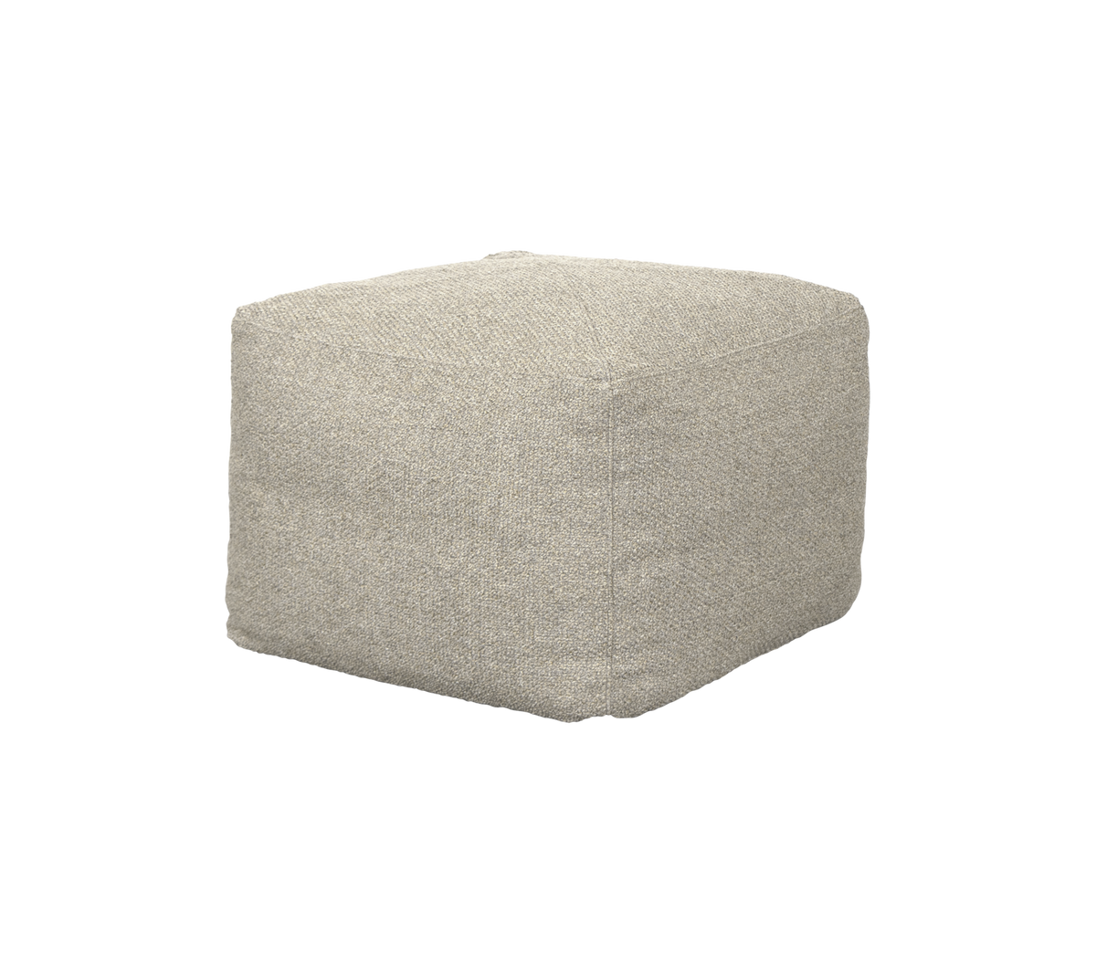 Mjukt, kvadratiskt puff i en neutral nyans, perfekt för sittplatser eller som en dekorativ accent i alla miljöer.
