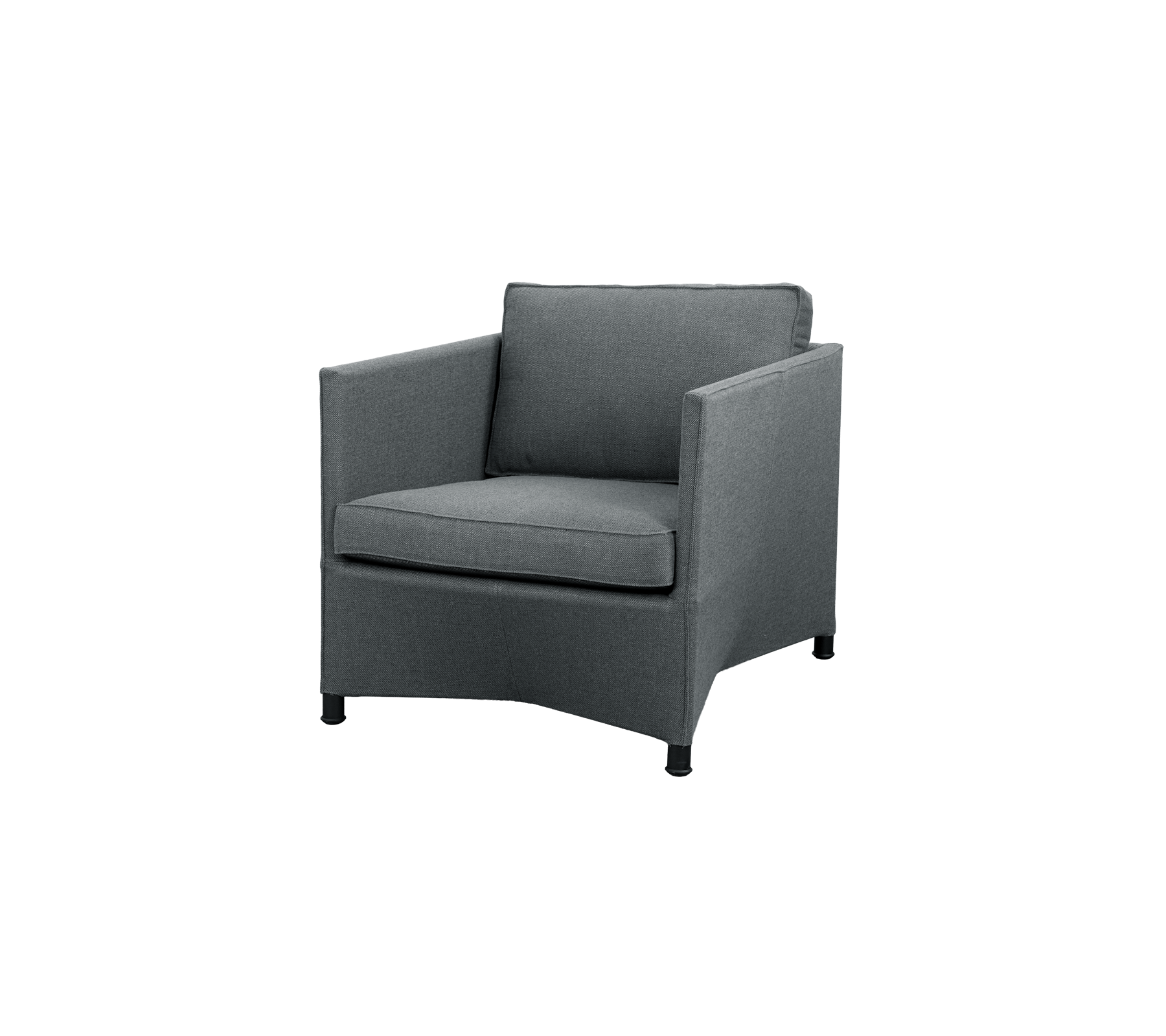 Modern grå stol med rena linjer och enkel design.