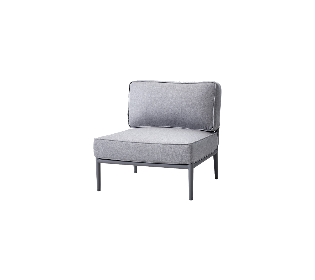 Stilfull grå stol med en enkel design, som har en stoppad sits och rygg för komfort. Ideal för moderna sittarrangemang.