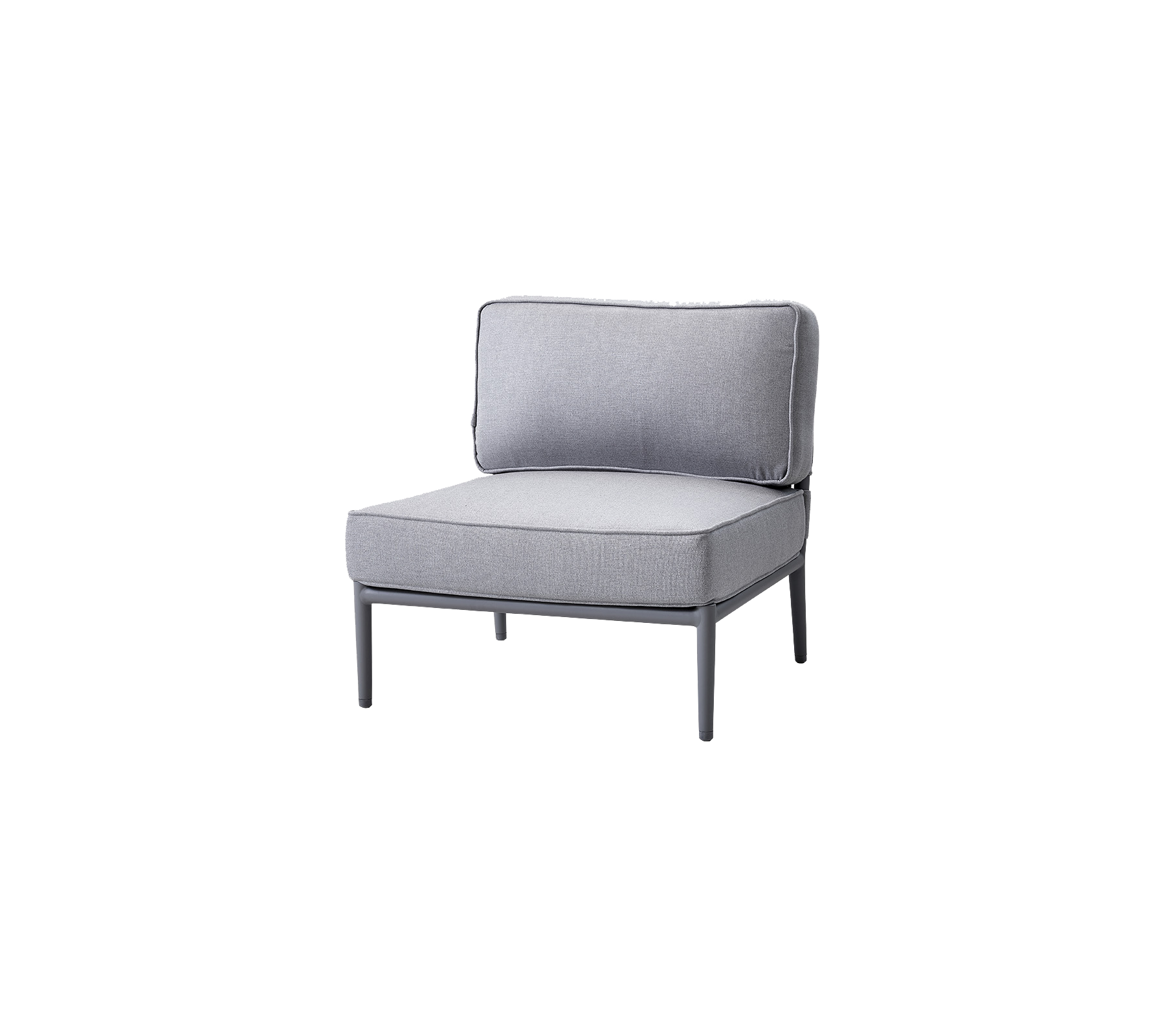 Stilfull grå stol med en enkel design, som har en stoppad sits och rygg för komfort. Ideal för moderna sittarrangemang.