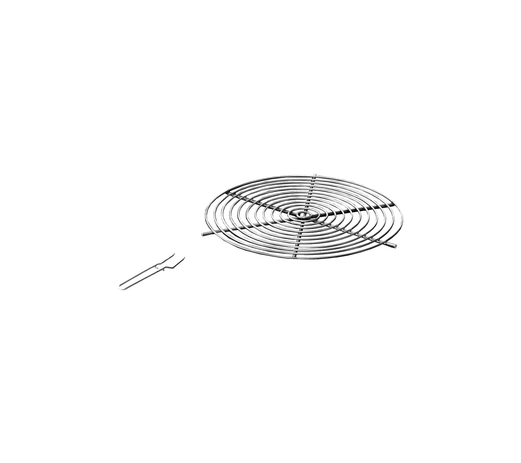 Metallkylarställ med spiraldesign och ett par lyfthandtag för enkel borttagning. Ideal för att kyla bakverk.
