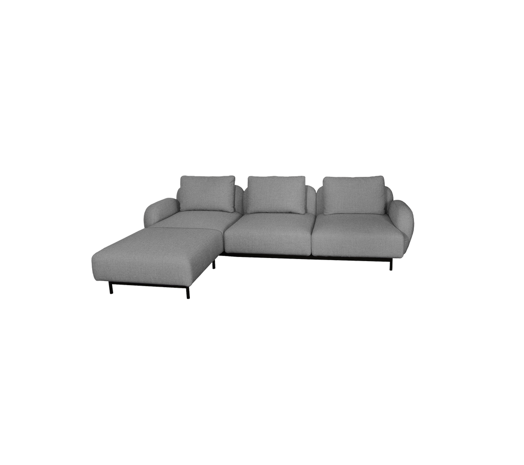 Aura 3-pers. soffa m/låga armstöd & schäslong, höger (2)