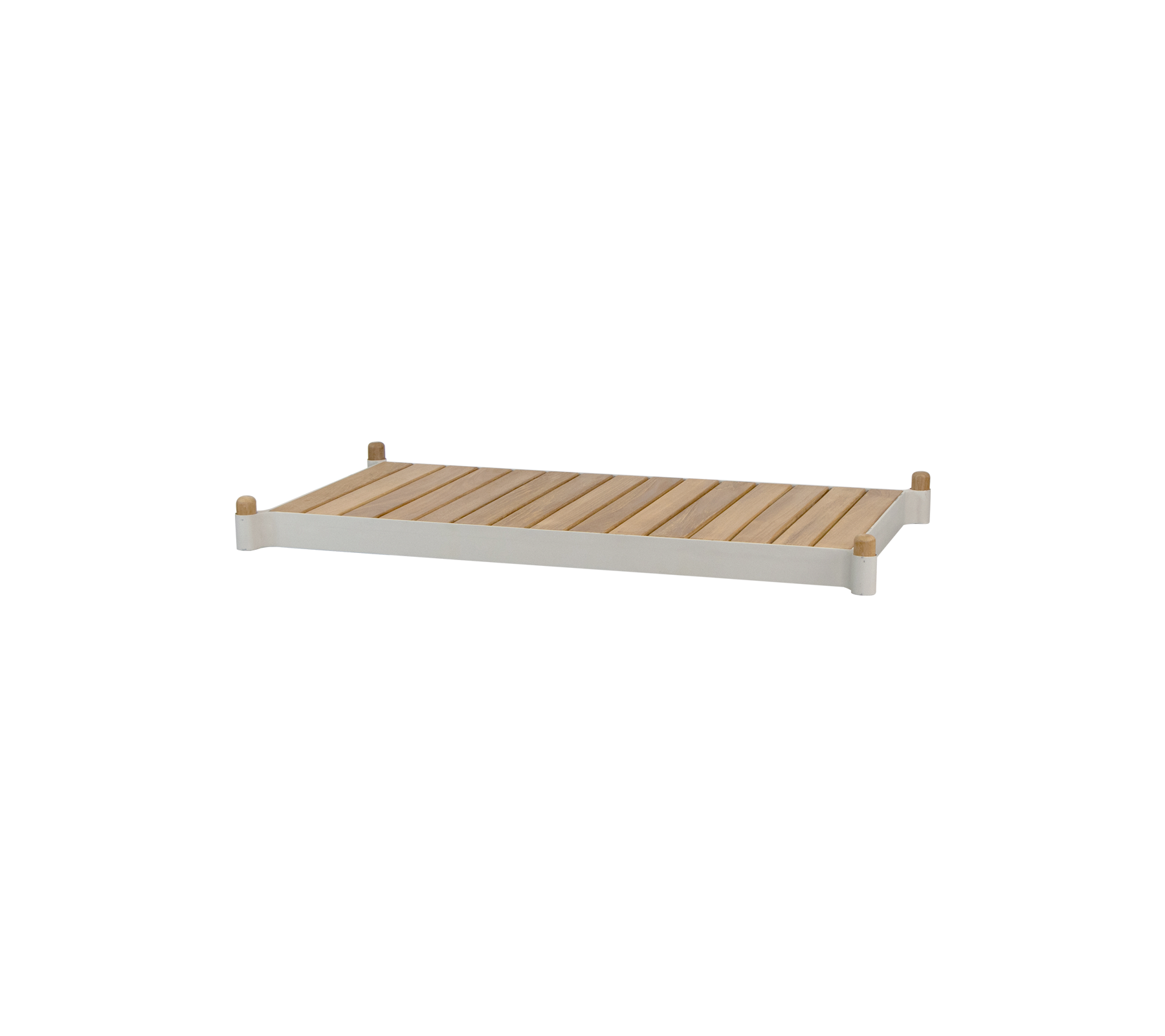 En hylla av slät trä med släta kanter och ljust trä, som erbjuder en minimalistisk design som är lämplig för olika användningar.