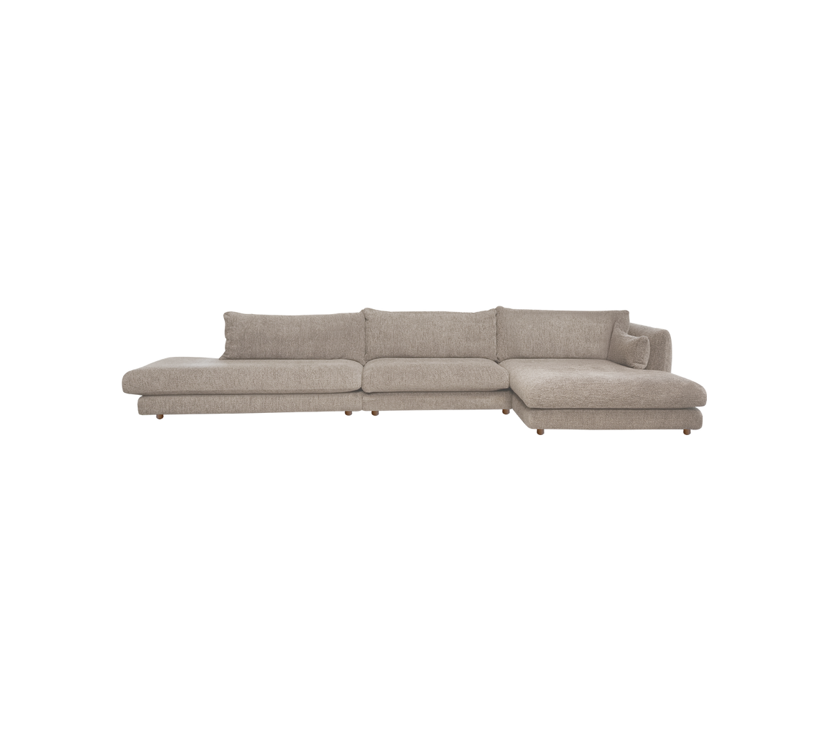 Ljusbrun modern soffa med en samtida design.