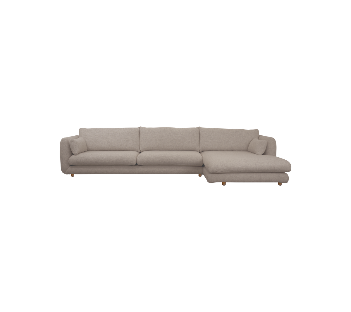 Ljusbrun modern sektionsoffa i en samtida design.