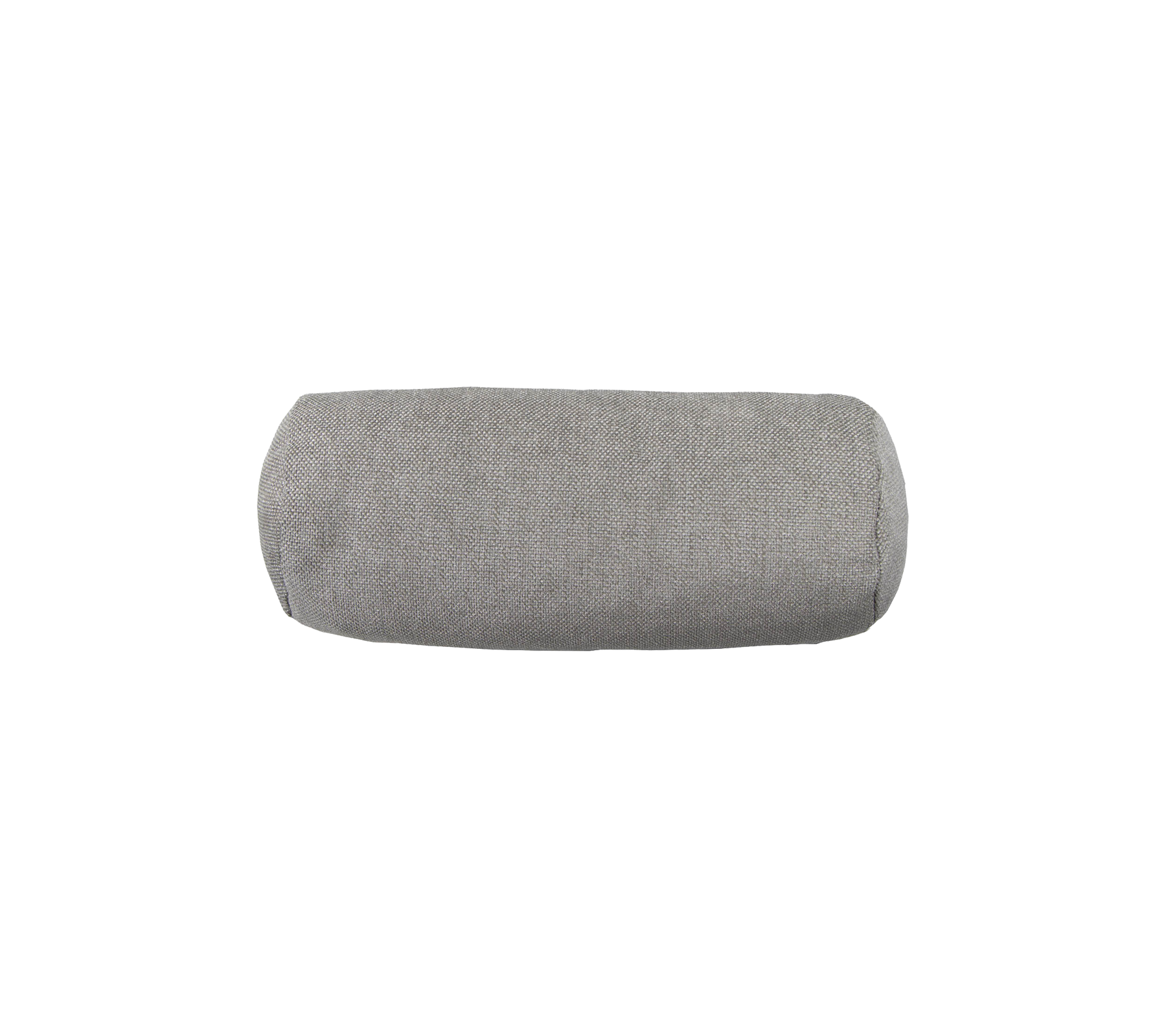 Grå cylindrisk kudde med en texturerad tygytan, ideal för att ge stöd och komfort.