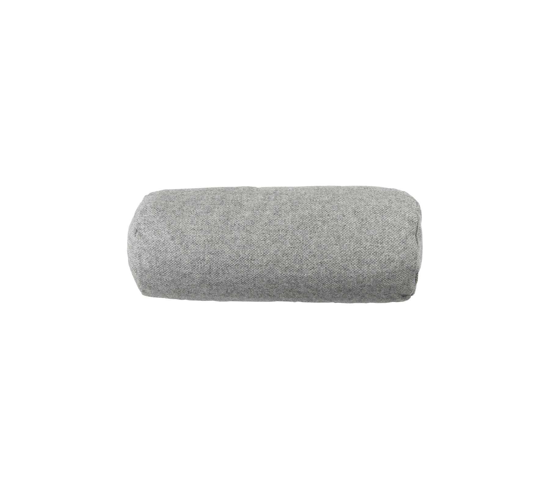 Grå cylindrisk kudde, mjuk och plyschig, perfekt för att ge stöd och komfort i olika miljöer.